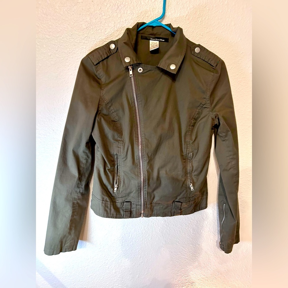 Ellison Asymetrical Military/Bomber style jacket, olive green M